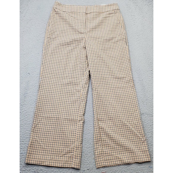 Loft Dress Pants Womens 8 Multi Houndstooth Plaid High Rise Slim Fit Wide Leg - Picture 1 of 10